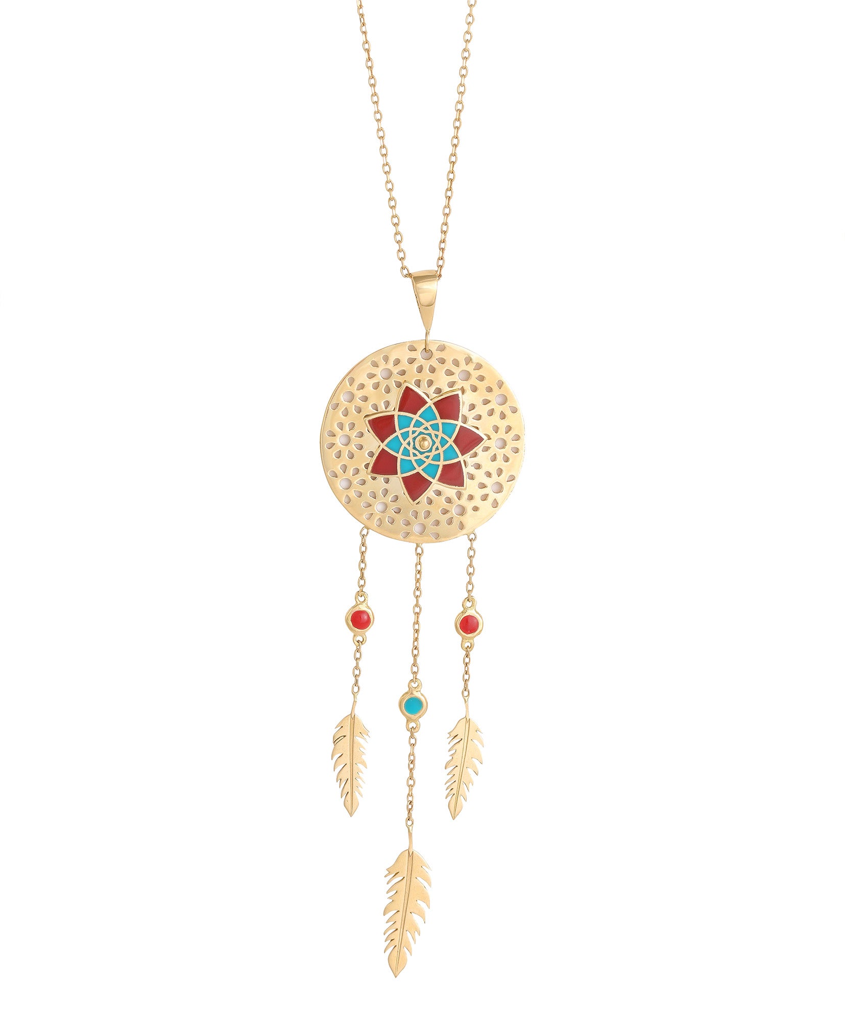 J by boghossian, gold, necklace, dreamcatcher