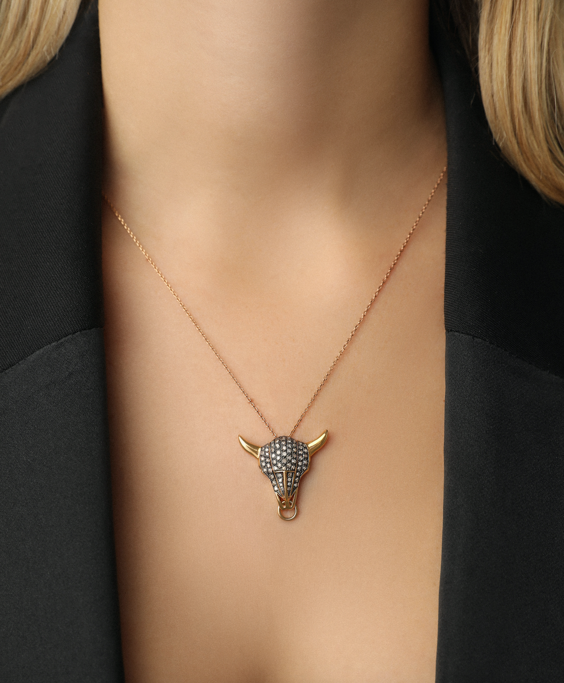 J by boghossian, gold, necklace, taurus, brown diamonds